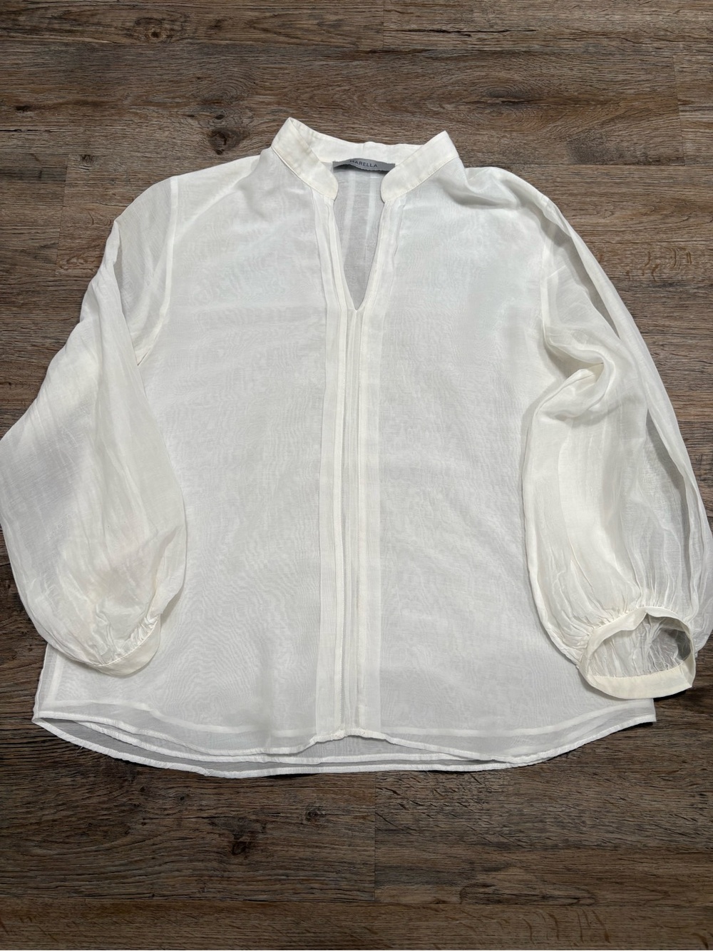 MARELLA Sheer White Open-Front Blouse